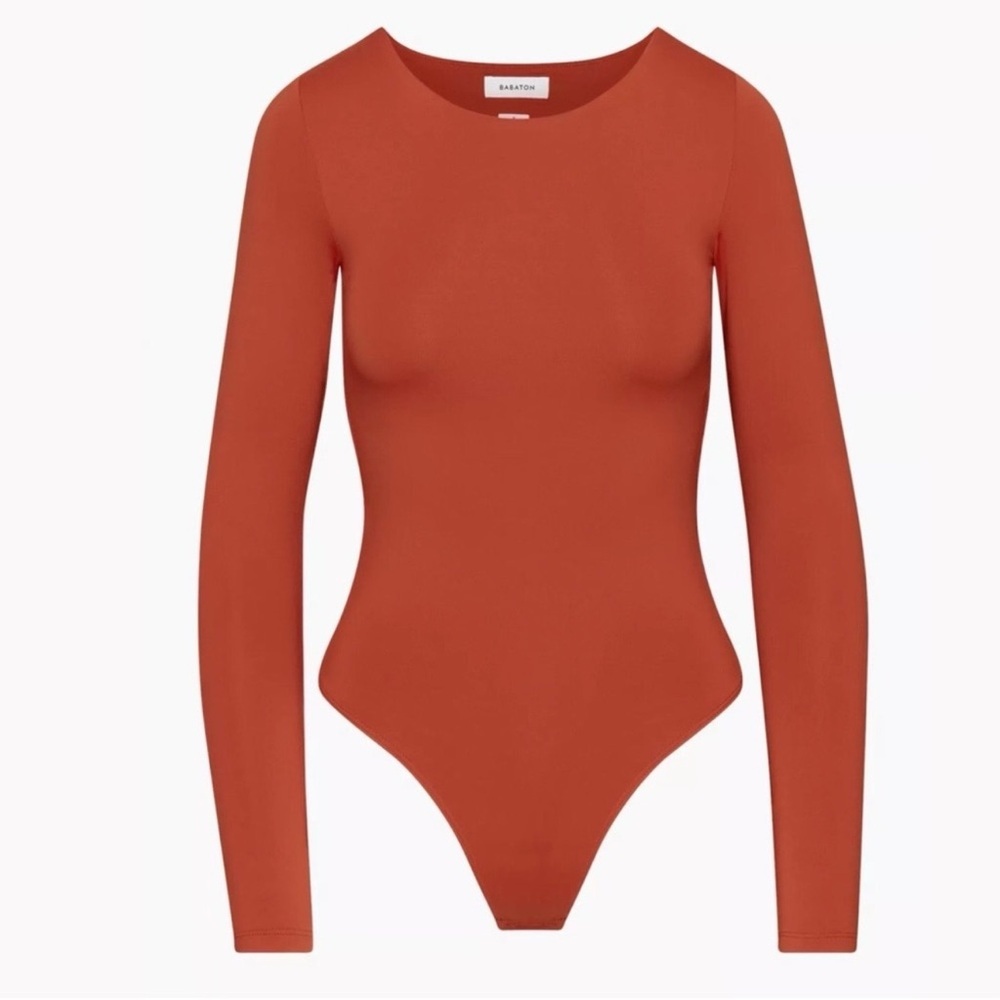 Babaton Contour Crew Longsleeve Bodysuit Medium Rust Aritzia